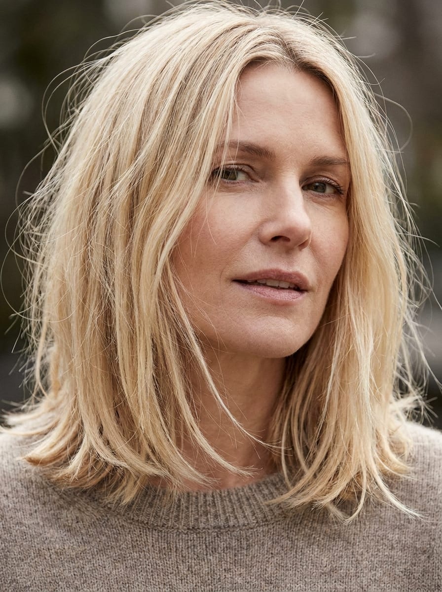 Textured Lob mit soften Spitzen - Mittellange Frisur für feines Haar
